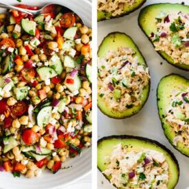 30+ Gesunde Mittagessen-Ideen 13 Gesunde Mittagsideen, darunter Kichererbsensalat und Thunfischsalat