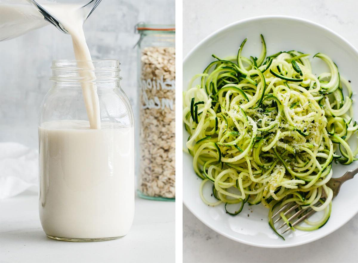 Lassen Sie sich von einfachen, vegetarischen Rezepten inspirieren! Wählen Sie aus wärmenden Suppen, proteinreichen Abendessen, herzhaften Frühstücksideen und allem dazwischen! Vegetarische Grundlagen mit Hafermilch und Zucchini-Nudeln.