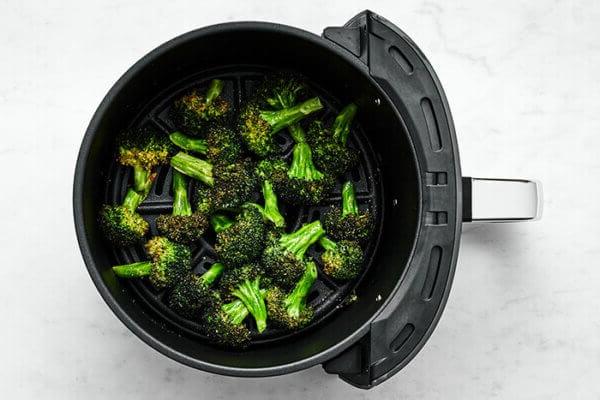 Air fryer broccoli in air fryer basket