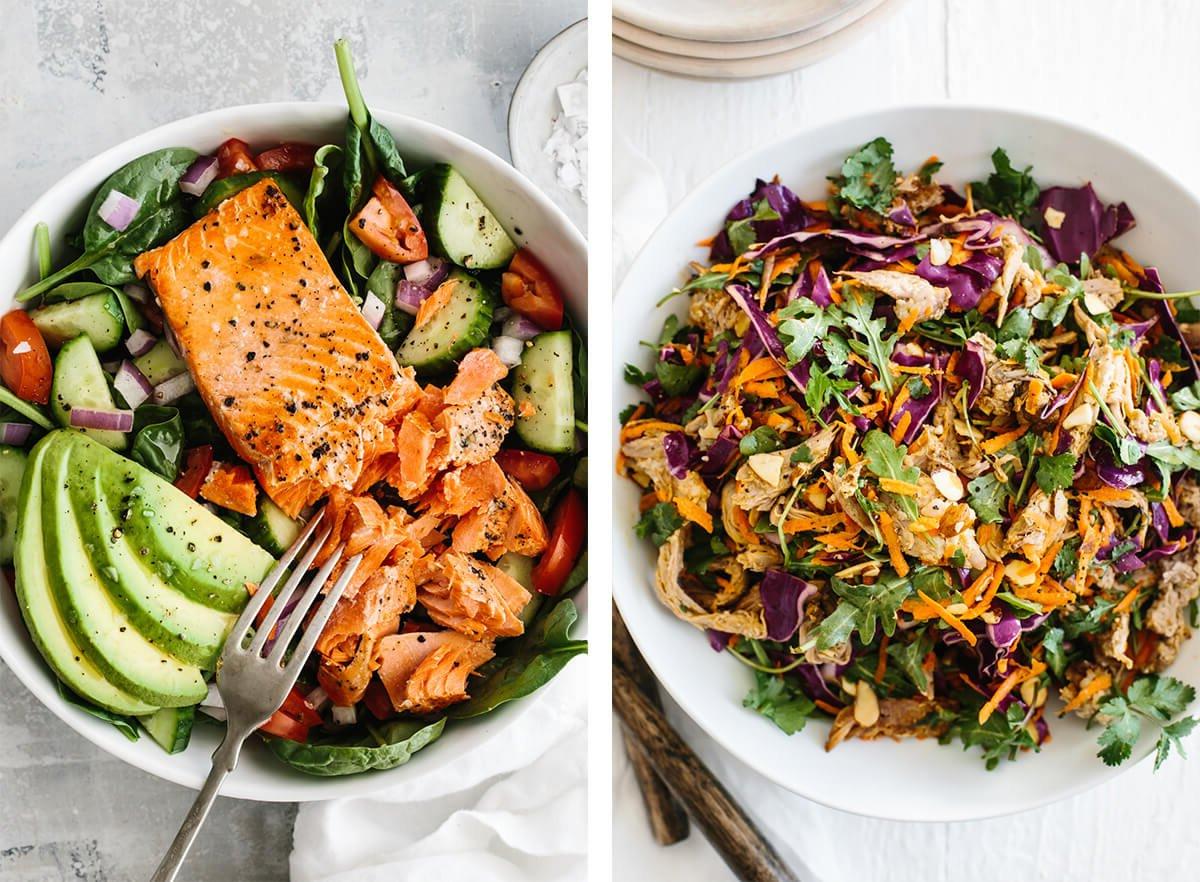 Diese Whole30 Mittagessen Ideen sind alles andere als langweilig! Erleben Sie eine Explosion an Farben und Aromen mit lebendigen Salaten, saftigen Fleischgerichten und köstlichen Meeresfrüchten, ergänzt durch die besten Gemüsebeilagen, die sich auch perfekt als Abendessen eignen. Whole30 Salate für das Mittagessen.