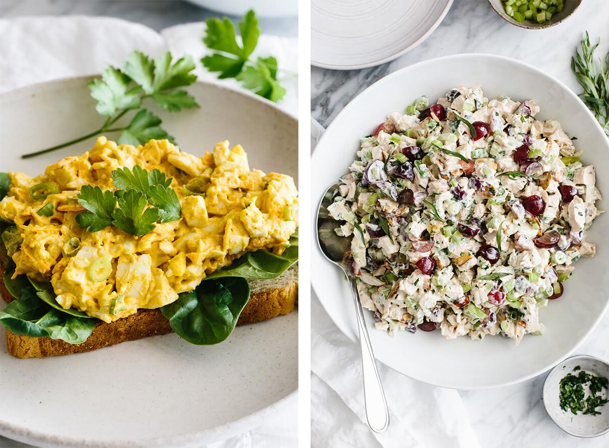 Diese Whole30 Mittagessen Ideen sind alles andere als langweilig! Erleben Sie eine Explosion an Farben und Aromen mit lebendigen Salaten, saftigen Fleischgerichten und köstlichen Meeresfrüchten, ergänzt durch die besten Gemüsebeilagen, die sich auch perfekt als Abendessen eignen. Whole30 Hähnchensalat und Eiersalat für das Mittagessen.