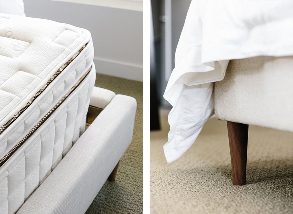 Mein modernes und minimalistisches Schlafzimmerdesign und -dekor. Mein Einrichtungsstil ist eine Mischung aus Minimalismus, Mid-Century Modern, Skandinavien und SoCal-Flair.