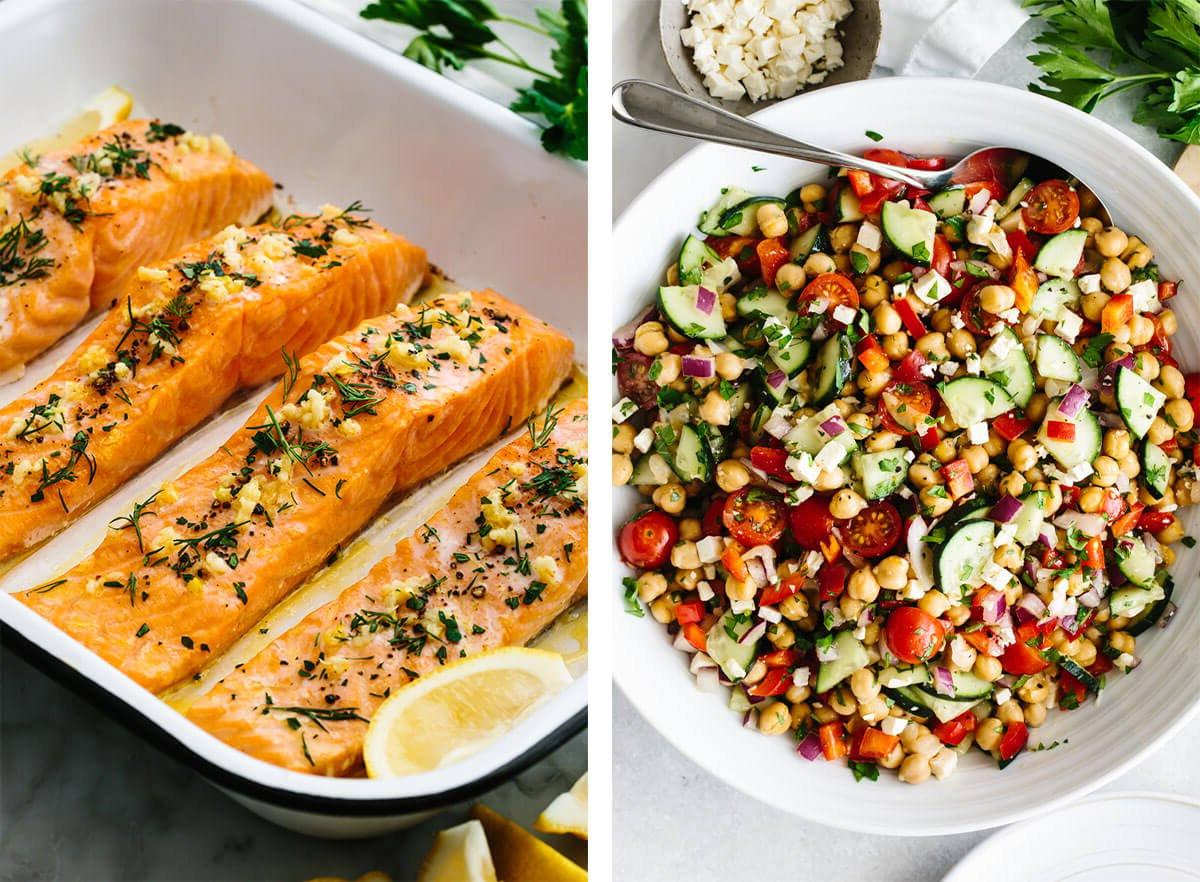 Bereiten Sie köstliche, glutenfreie Rezepte mit diesem Leitfaden zu! Ich zeige Ihnen, wie Sie mit vollwertigen Lebensmitteln einfache, geschmackvolle Mahlzeiten zubereiten! Glutenfreie Rezepte mit Kichererbsensalat und gebackenem Lachs
