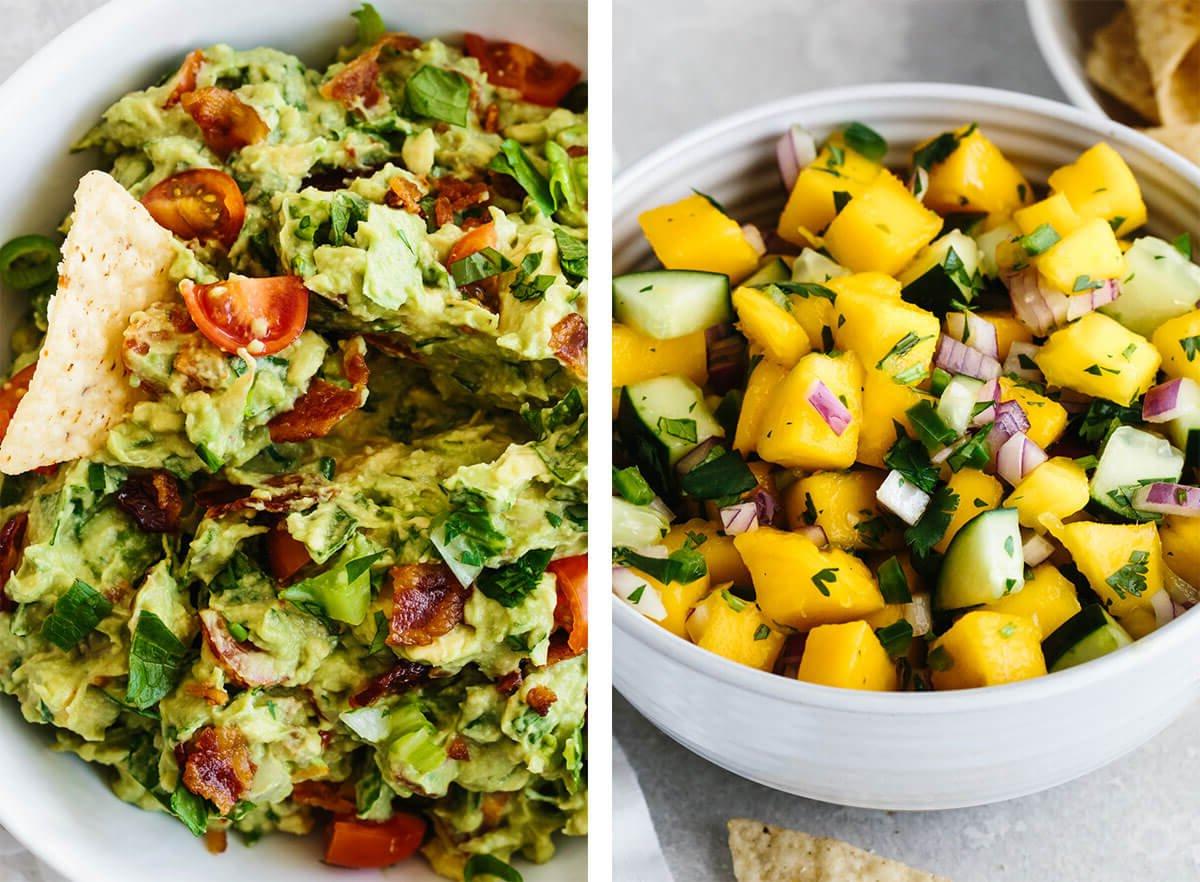 Den Sommer einläuten mit den besten Festtagsrezepten, darunter Grill-Klassiker, beliebte Beilagen und fruchtige Desserts! Sommerliche Rezepte mit Guacamole und Mangosalsa.