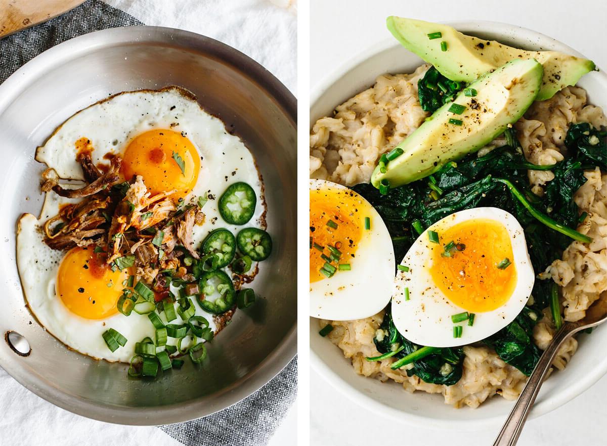 Von Frühstück bis Abendessen sind dies die besten Ei-Rezepte, die beweisen, dass Eier wirklich alles können, um einfache und geschmackvolle Mahlzeiten zu kreieren! Haferflocken und Spiegelei für die besten Ei-Rezepte