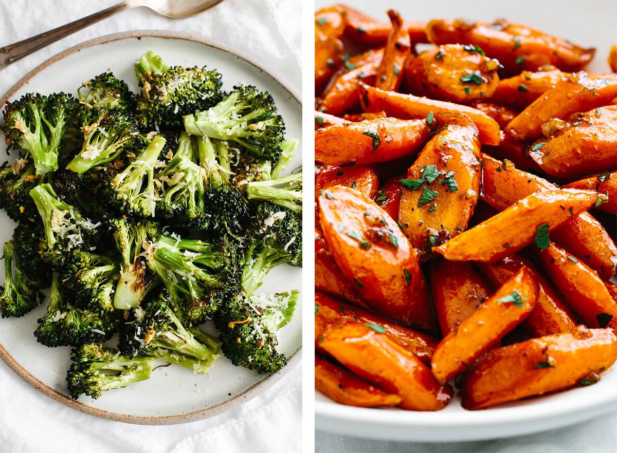 Lassen Sie sich von einfachen, vegetarischen Rezepten inspirieren! Wählen Sie aus wärmenden Suppen, proteinreichen Abendessen, herzhaften Frühstücksideen und allem dazwischen! Vegetarische Rezepte mit geröstetem Brokkoli und glasierten Karotten.