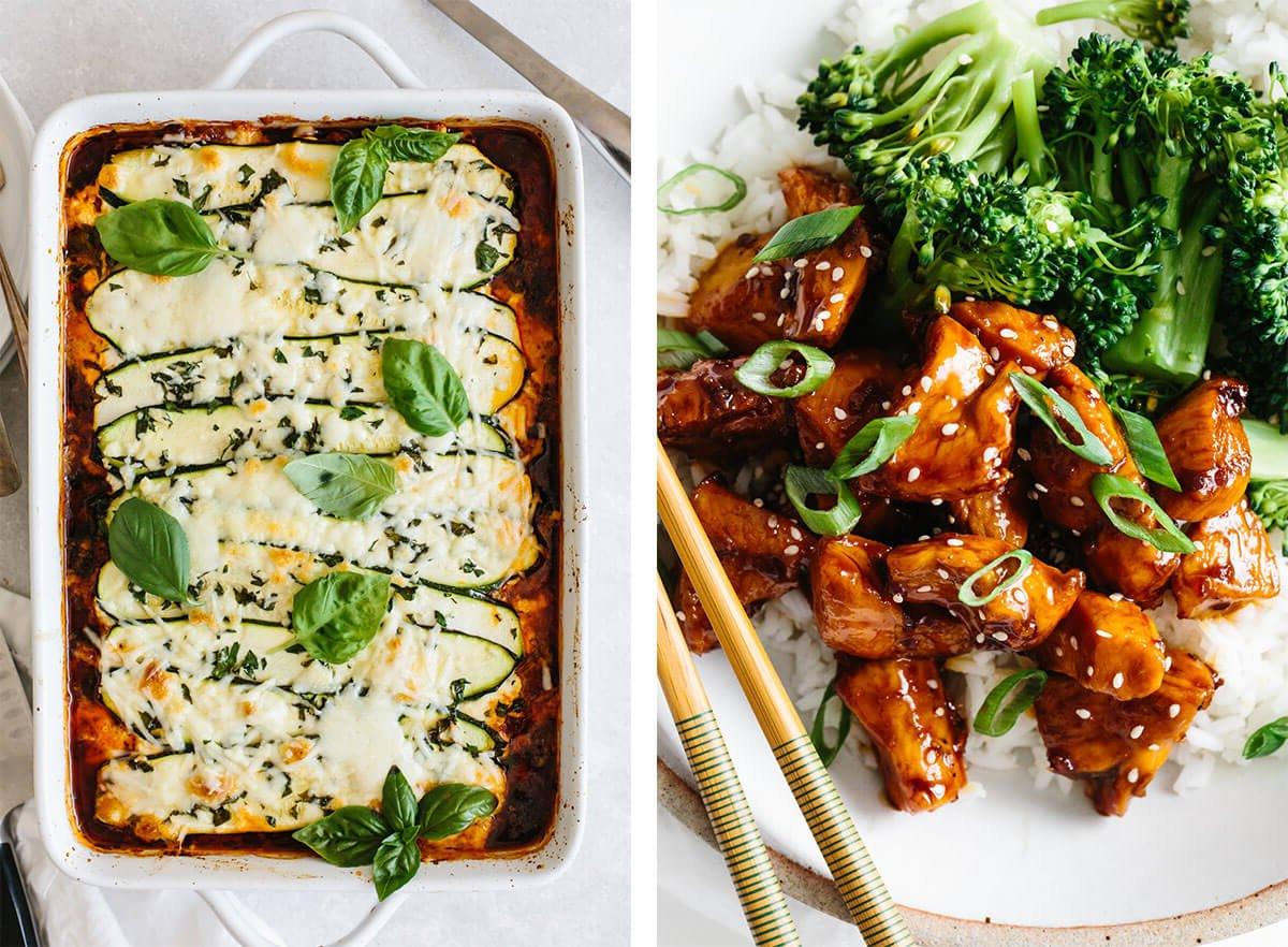 Bereiten Sie köstliche, glutenfreie Rezepte mit diesem Leitfaden zu! Ich zeige Ihnen, wie Sie mit vollwertigen Lebensmitteln einfache, geschmackvolle Mahlzeiten zubereiten! Glutenfreie Abendessenrezepte mit Teriyaki-Hähnchen und Zucchini-Lasagne.