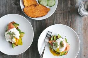 sweet potato toast with avocado, cucumber, smoked salmon and poached egg-4
