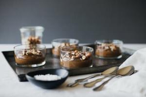 Chocolate avocado pudding with hazelnuts and sea salt. The most delicious fast and healthy dessert! Dairy-free, vegan and paleo.