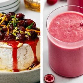 Leckere Ideen zur Verwendung von Preiselbeersaucen-Resten 9 Rezepte für Preiselbeersauce-Reste mit einem Smoothie und gebackenem Brie.