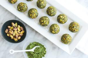 matcha pistachio bliss balls