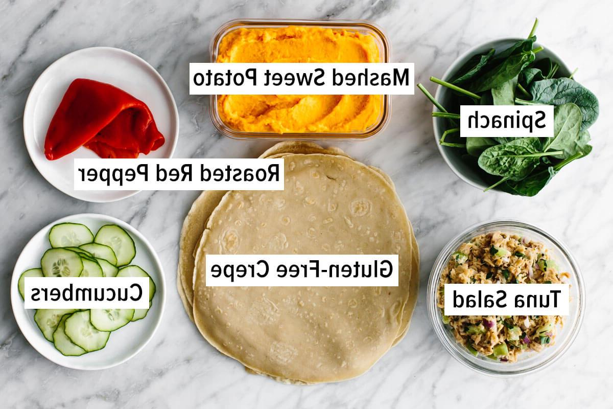 Dieses preiswerte Meal Prep zeigt, dass gesunde Ernährung nicht teuer sein muss. Verwandeln Sie 11 vorbereitete Zutaten in 7 Mahlzeiten, die jeweils 3€ oder weniger kosten! Zutaten für Thunfischsalat-Wrap für ein budgetfreundliches Meal Prep