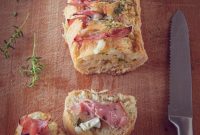 Toasted Baguette with Goat Cheese, Garlic, and Ham