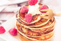 Sweet and Tangy Raspberry Creme Fraiche Pancakes
