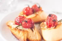 Creamy Goat Cheese and Roasted Tomato Bruschetta