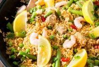 Aromatic Paella with Juicy Shrimp and Zesty Chorizo