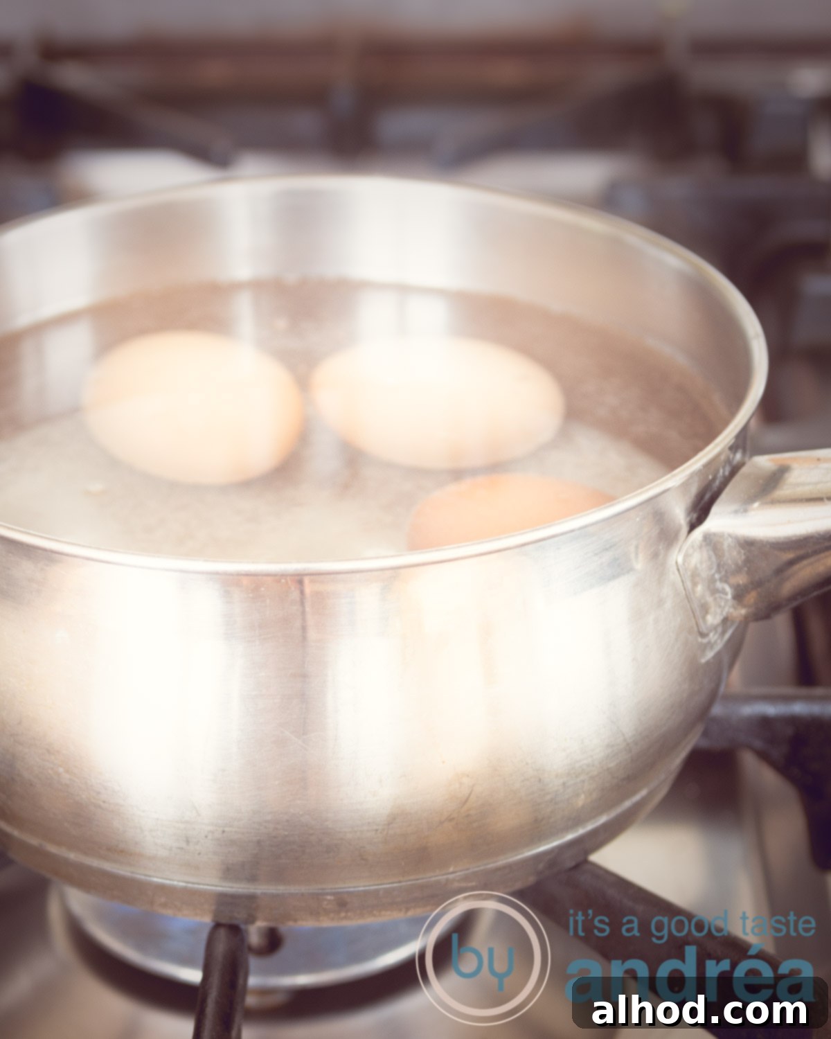 Mastering Hard and Soft Boiled Eggs 3 How to cook the perfect hard-boiled egg, showing water heating in a pan