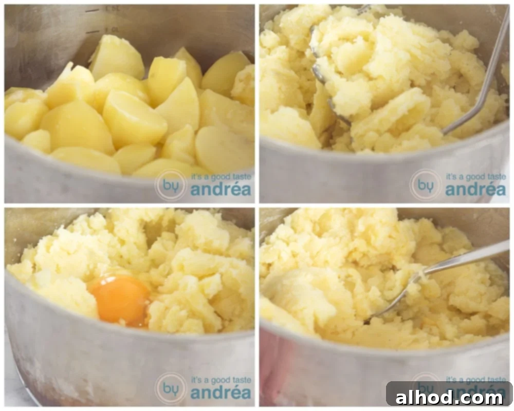 Homemade Beef Papa Rellena 4 Preparing mashed potatoes in four steps
