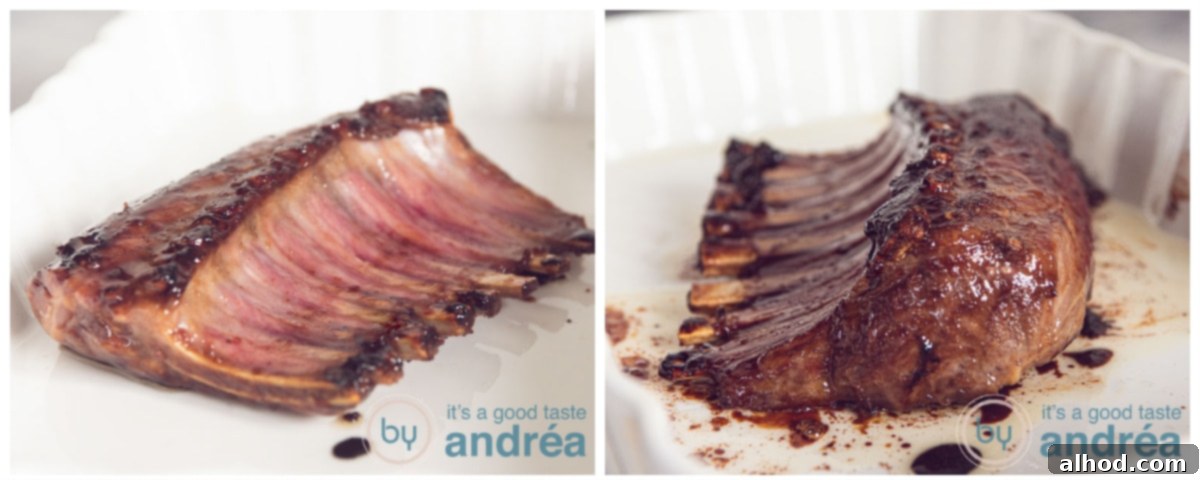 Irresistible Asian Lamb Rack Marinade 7 Placing the seared rack of lamb in an oven dish with baking liquid for final roasting