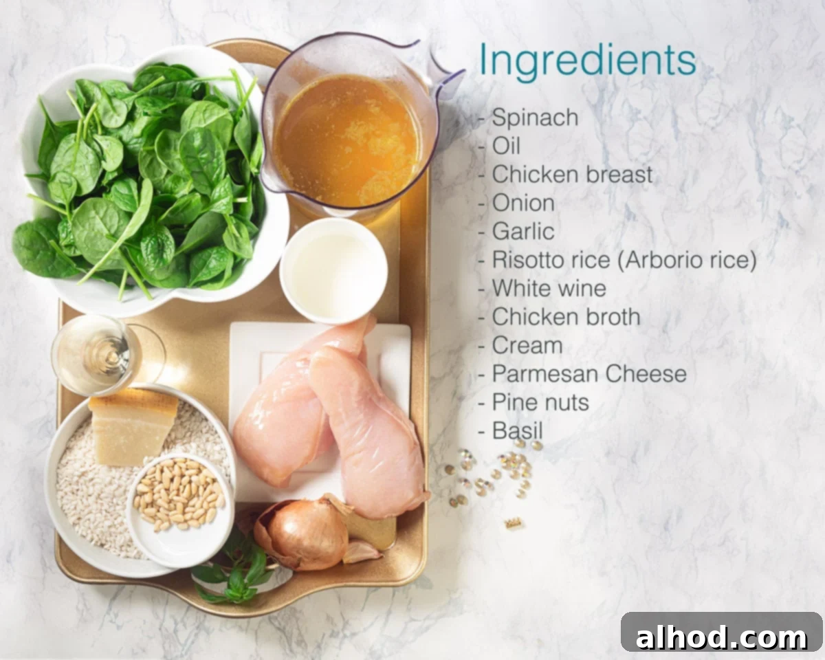 Creamy Chicken and Spinach Risotto 2 Ingredients risotto with chicken and spinach