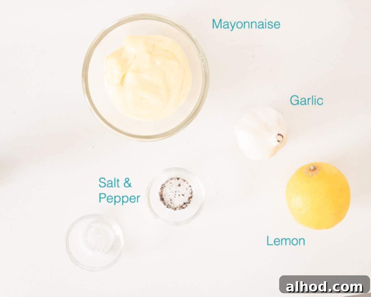 Upgrade Your Mayo: 5 Delicious Flavor Infusions 5 Ingredients Garlic Mayonnaise Aioli with text description