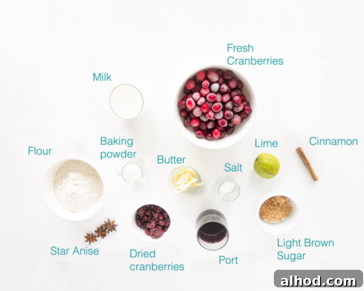 Fluffy Scones with Bright Cranberry Compote 3 Ingredients Easy Scones Recipe with Plain Flour and Cranberry Jam on a white background