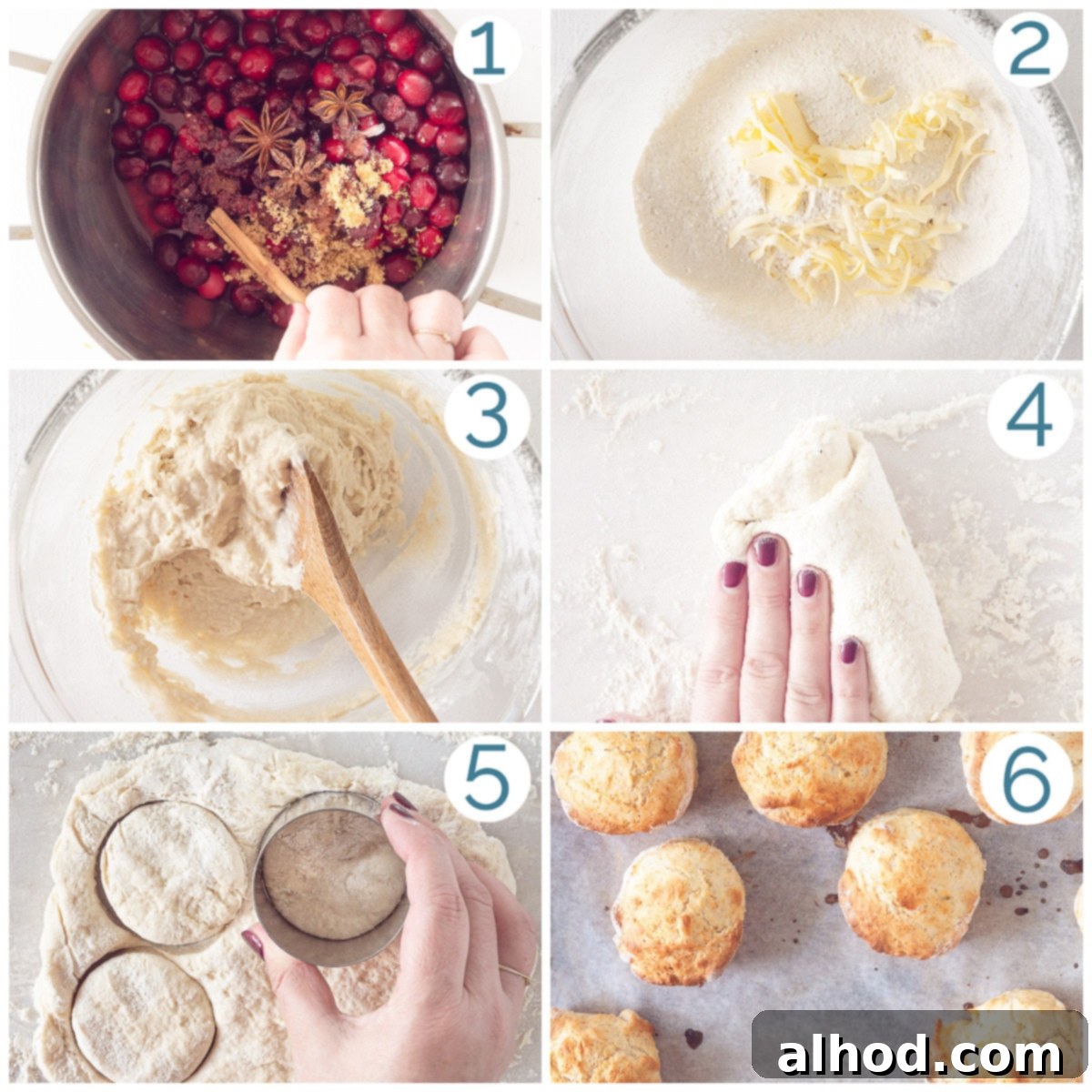 Fluffy Scones with Bright Cranberry Compote 4 Preparation in 6 photos cranberry compote and English scones