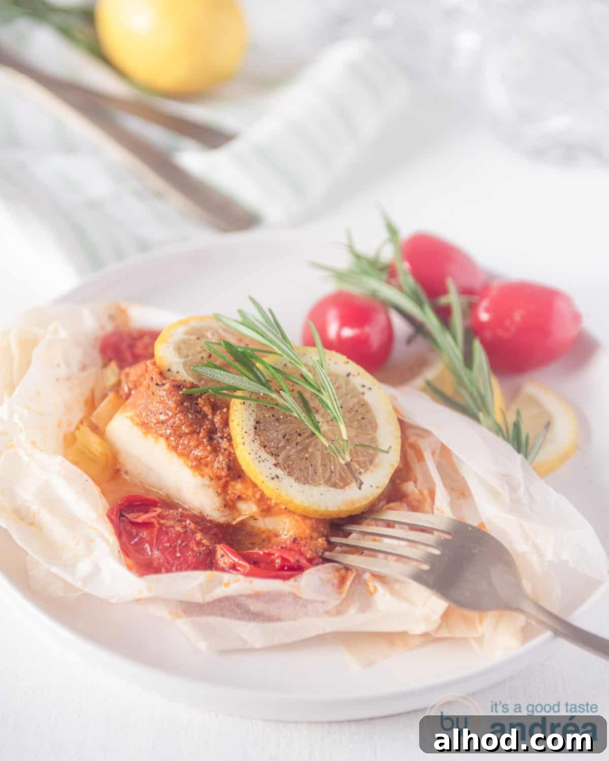 Light and Lean Baked Fish Packets 2 Cod filet into aluminum foil