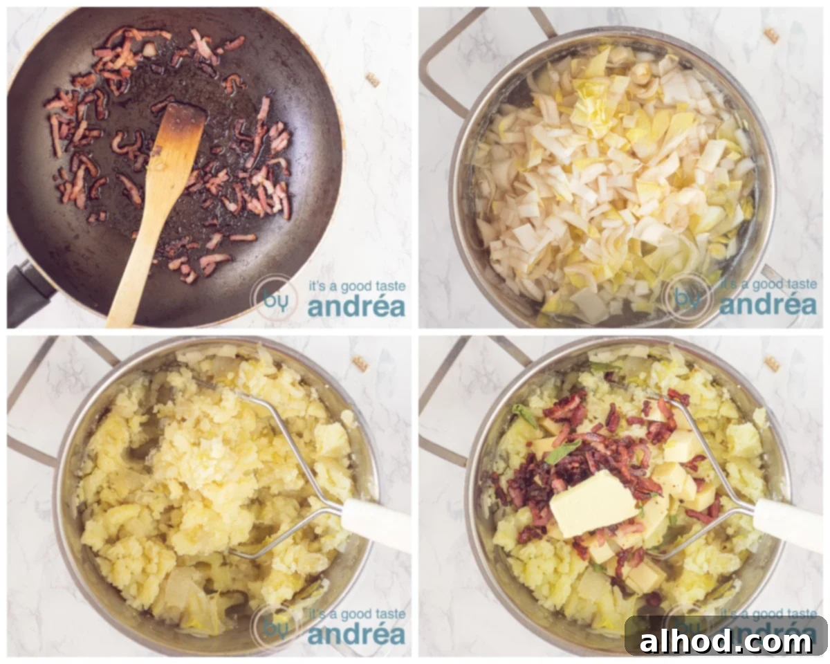 Kid-Friendly Belgian Endive Casserole 6 preparation steps for the chicory potato mash