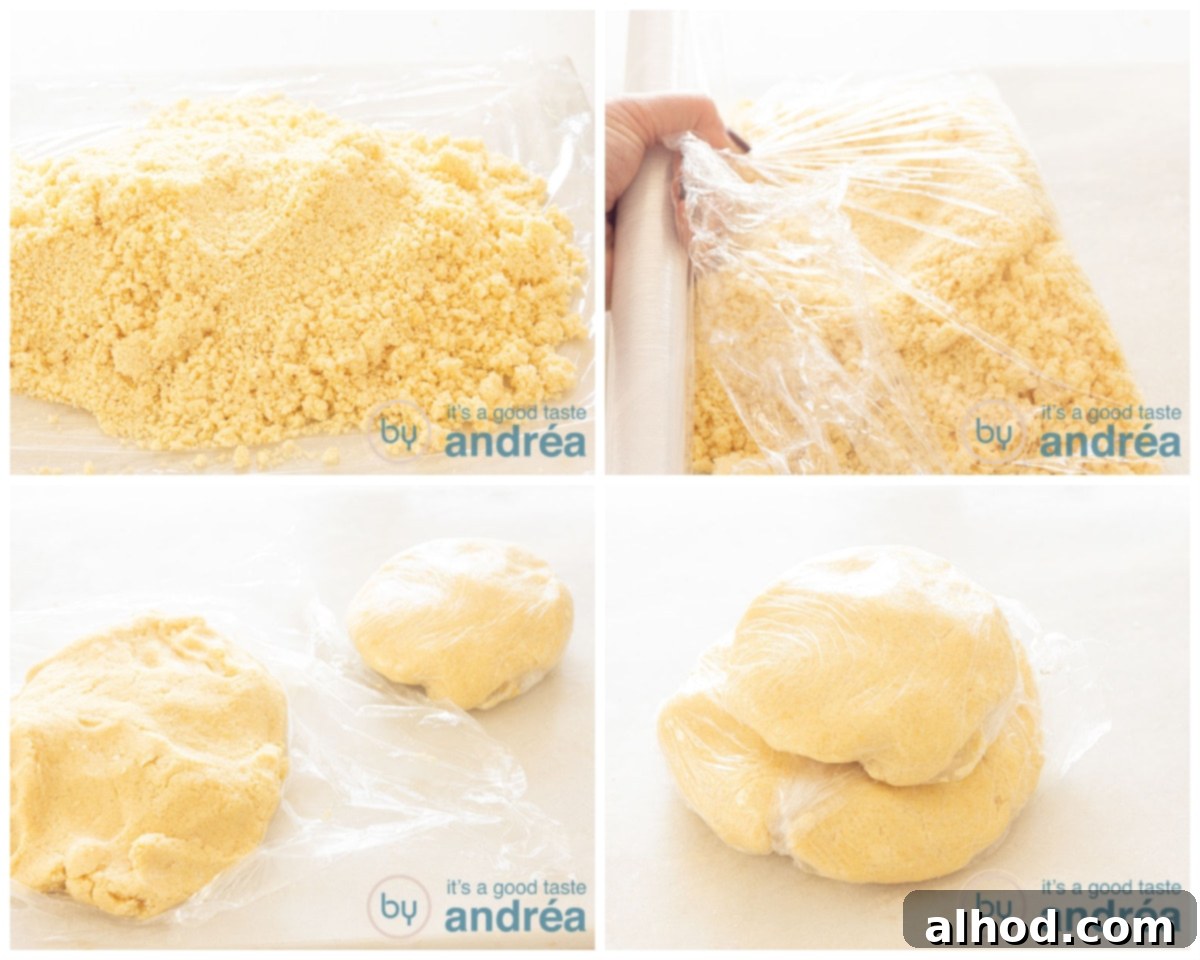Grandma's Authentic Dutch Apple Pie 5 Two pieces of dough wrapped in plastic foil, ready for refrigeration.