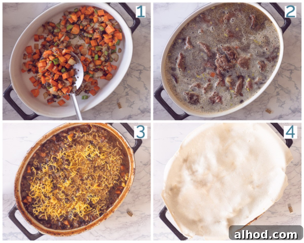 Hearty Guinness Steak Pie 4 Fry the vegetables
