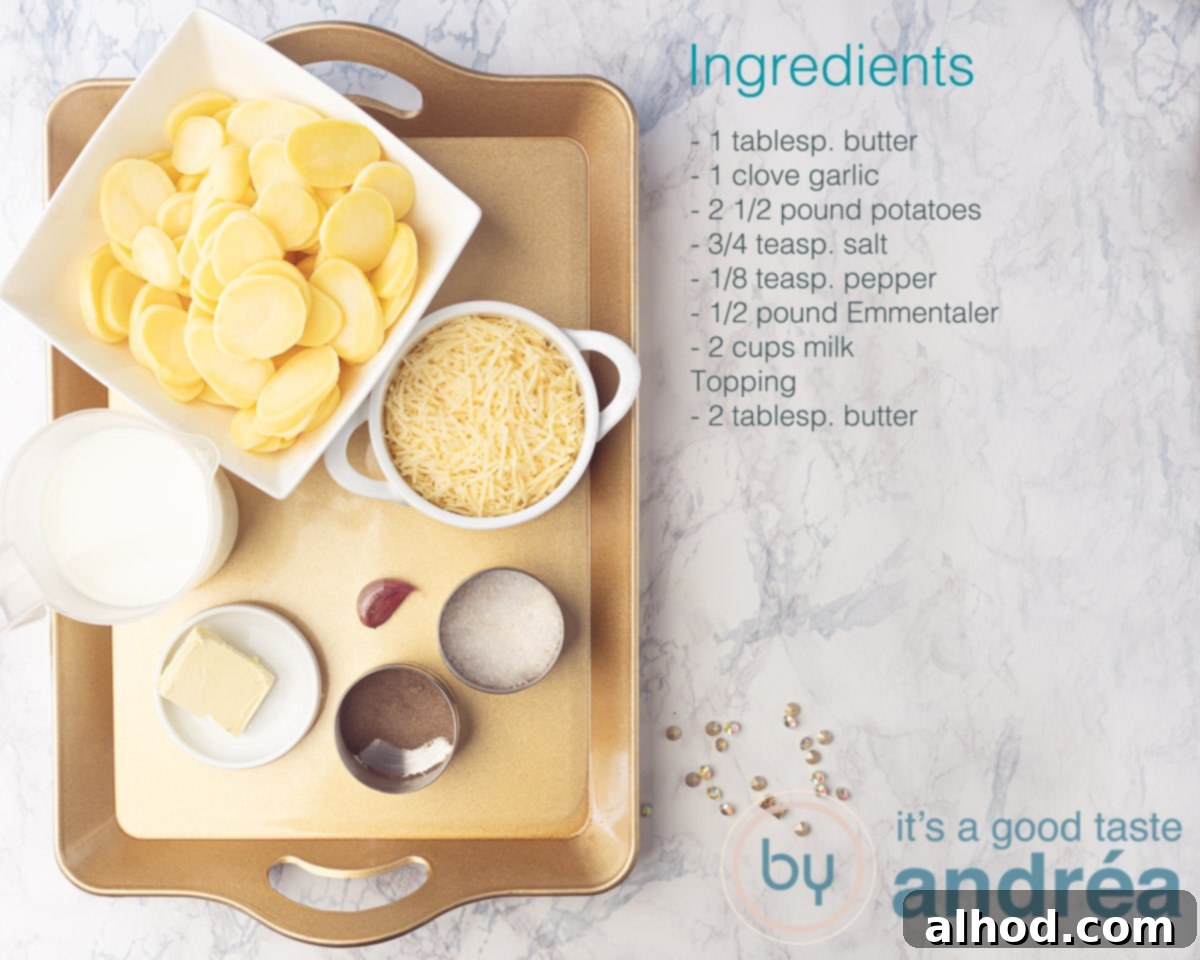 Emmentaler Potato Gratin 2 Ingredients for creamy potato gratin with Emmentaler cheese