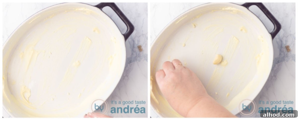 Emmentaler Potato Gratin 3 Butter the casserole dish and flavor with garlic for potato gratin
