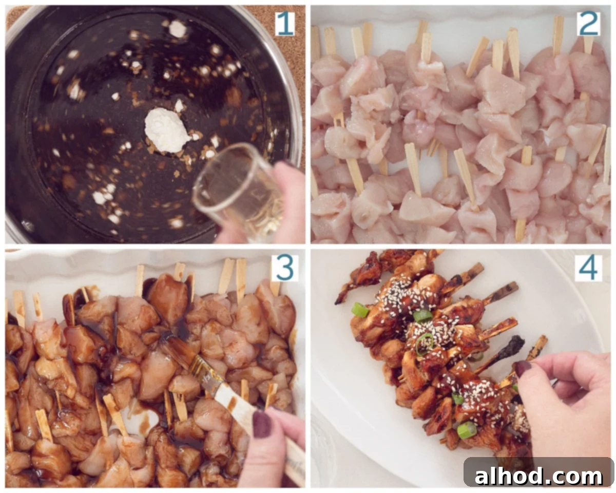 Authentic Japanese Chicken Yakitori 4 4 collage photo preparation Japanese Chicken Yakitori Recipe