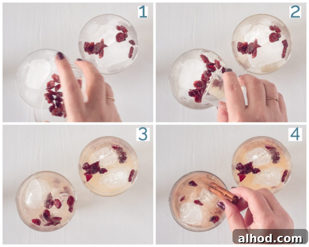 Thanksgiving Cranberry Sparkler 4 4 collage photo preparation Thanksgiving Cranberry Cocktail