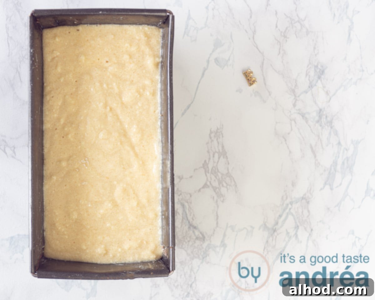 Easy Tangerine Yogurt Pound Cake 6 batter tangerine cake in a cake tin