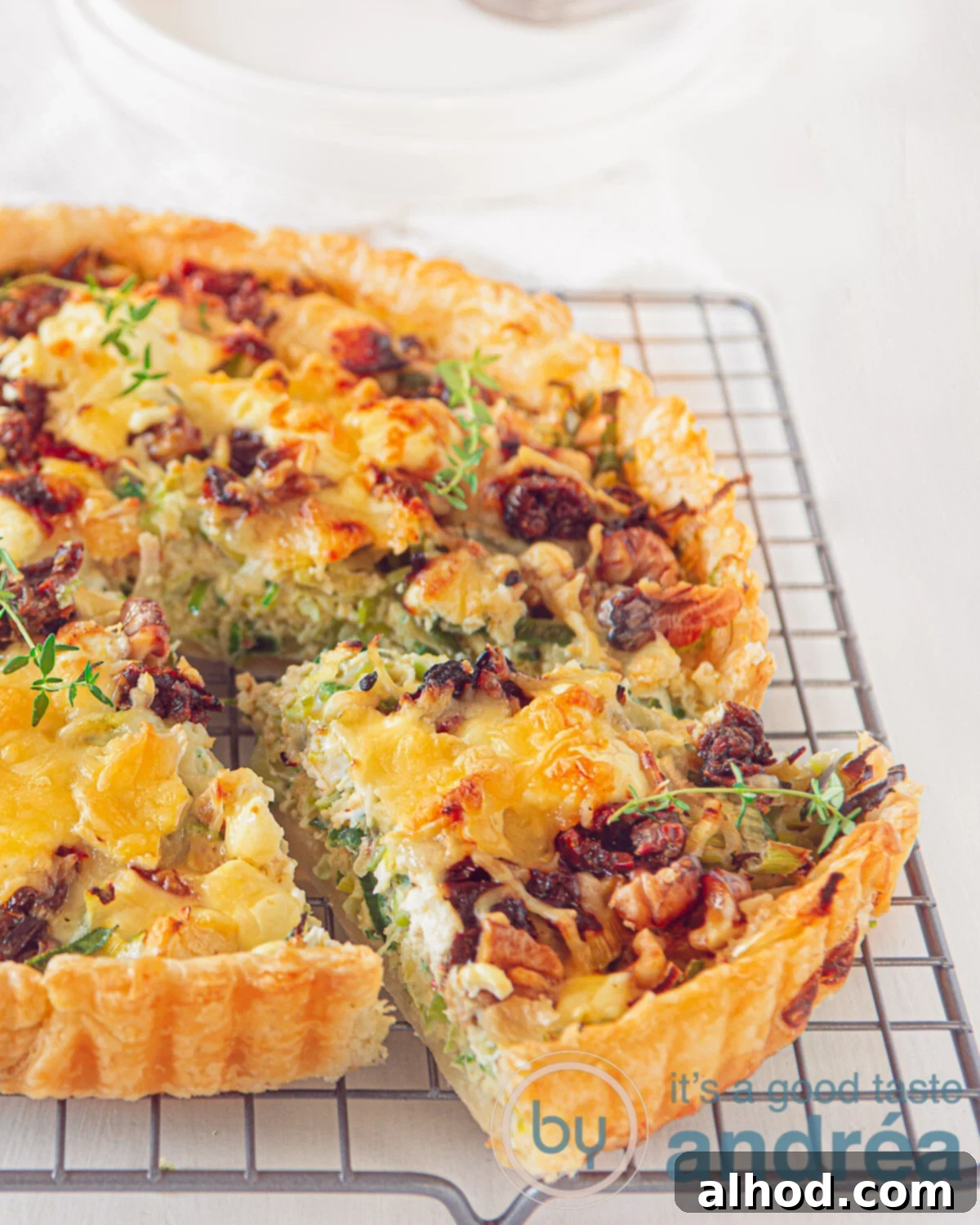 Gourmet Leek Goat Cheese Walnut Quiche 2 Leek quiche with goat cheese and walnuts
