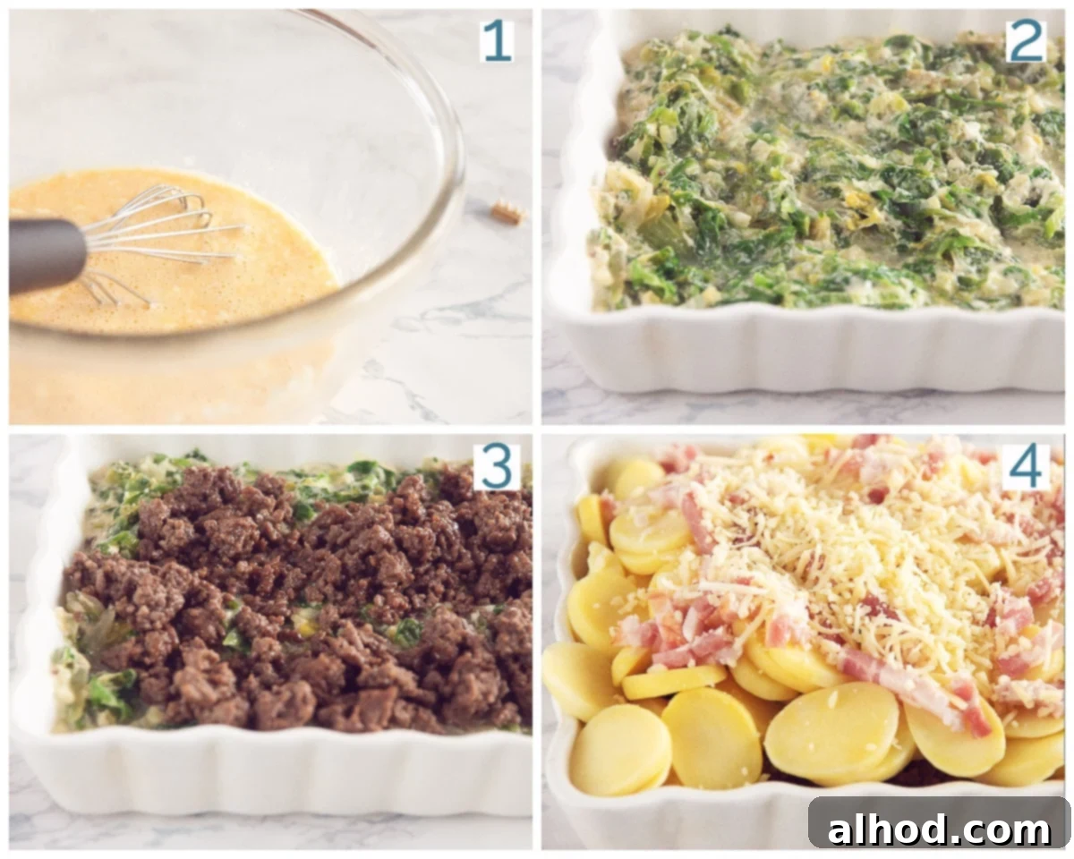 Hearty Escarole and Potato Gratin with Bacon 4 Bereiding 4 stappen Aardappel Andijvie Ovenschotel met Gehakt