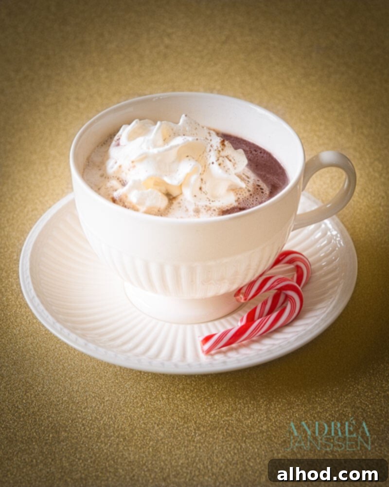 Nutella Hot Chocolate in a cozy mug, topped with whipped cream and chocolate shavings.