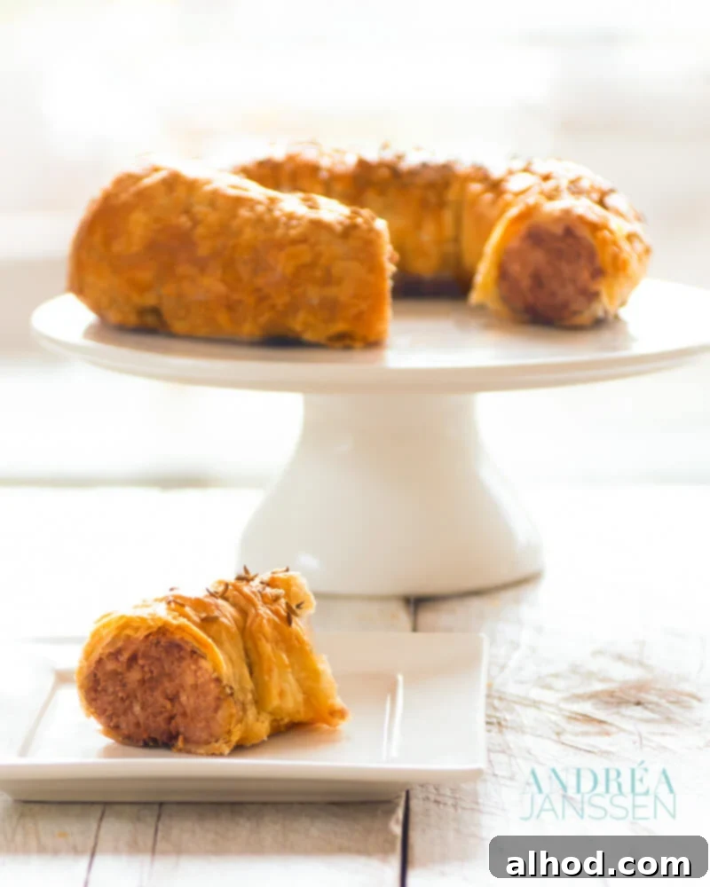 Delicious Savory Puff Pastry Meatloaf with Golden Crust and Fennel Seeds, perfect for holiday feasts