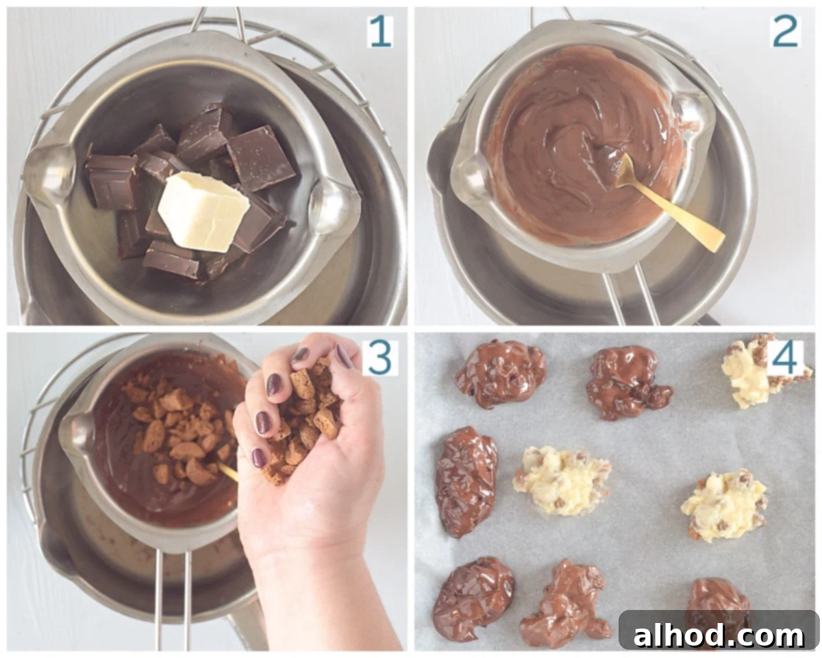 Spiced Pepernoten Chocolate Discs 4 Preparation in 4 steps of Chocolates with Pepernoten