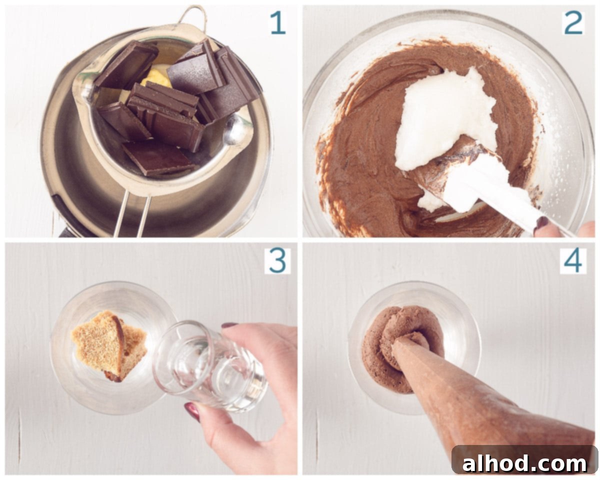 Decadent Chocolate Mousse Trifle 4 4 collage photo preparation Chocolate Mousse Trifle