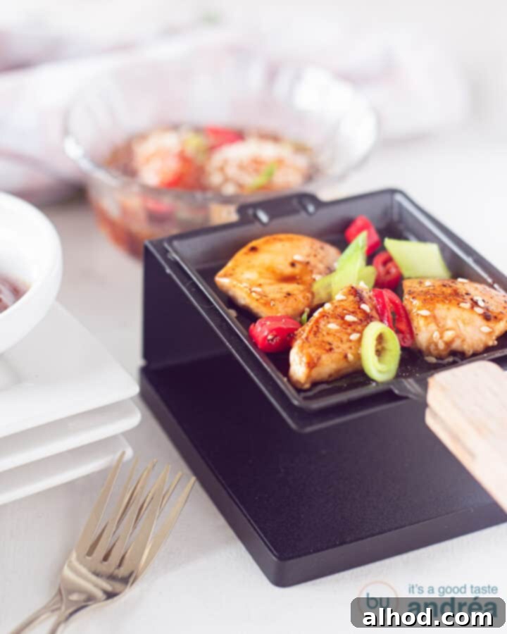 Raclette recipe chicken in sesame soy sauce with baby potatoes