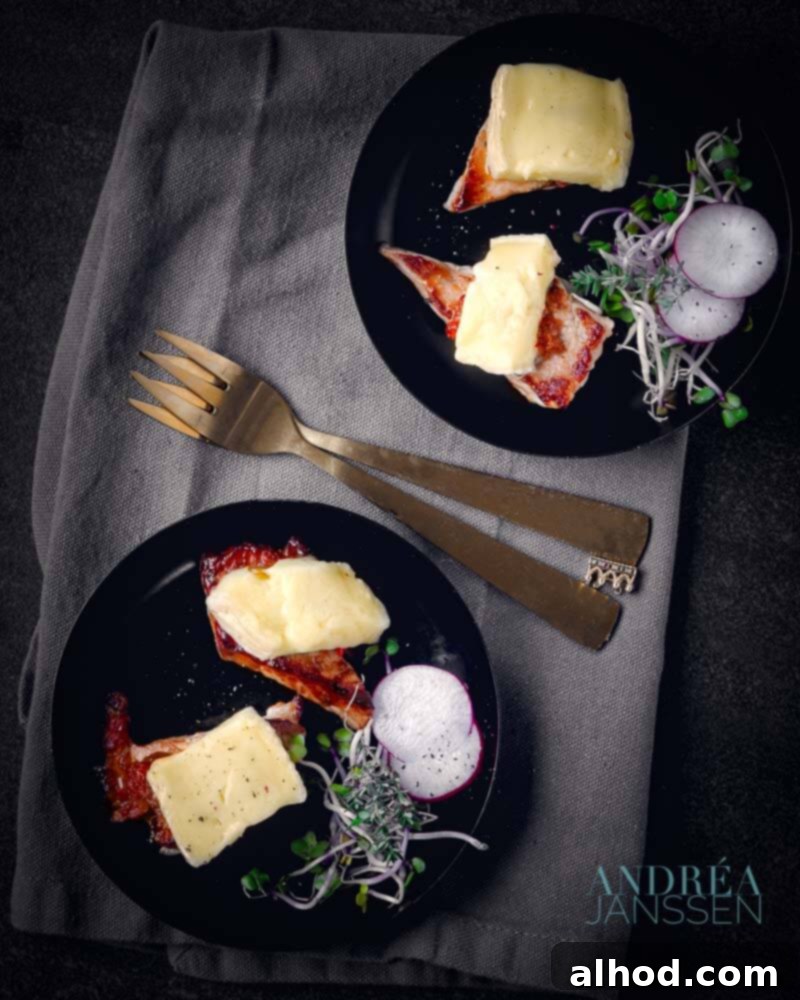 Gourmet schnitzel with red pesto and brie cheese