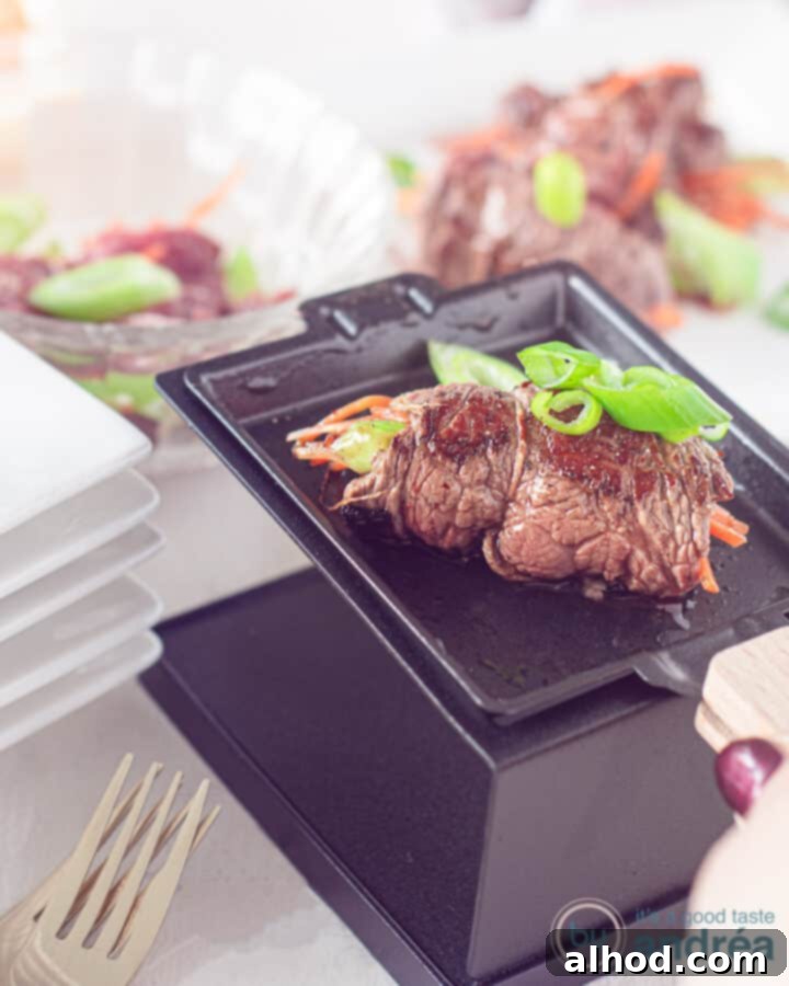 Raclette with steak roll-ups filled with vegetables