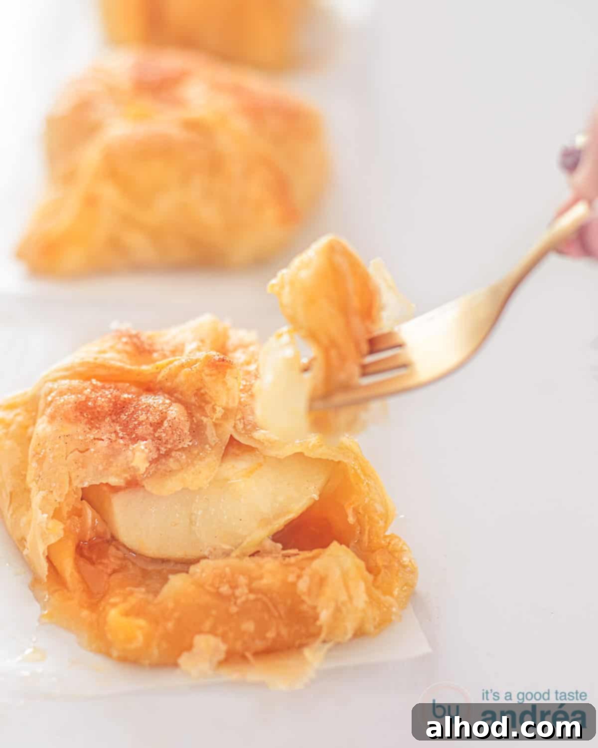 Apple's Gentle Curve 2 Homemade puff pastry apple dumplings with cinnamon sugar, a perfect easy dessert.