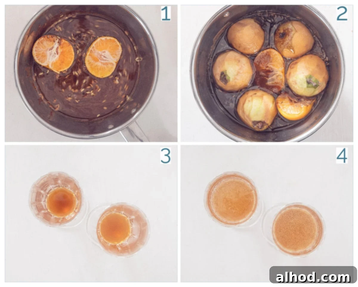 Sparkling Pear Elixir 4 4 collage photo preparation Pear Champagne Cocktail