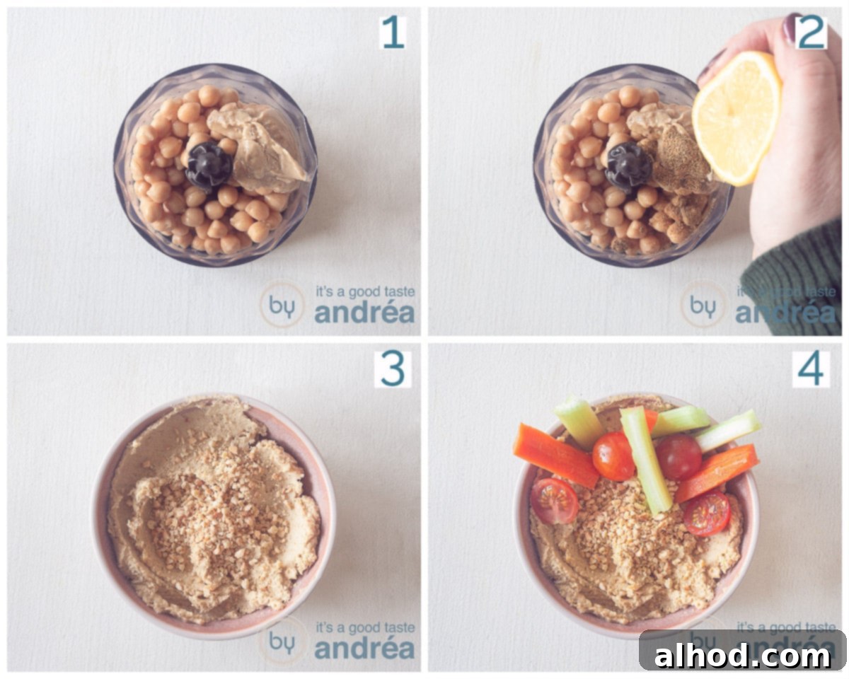 Zesty Lemon Garlic Hummus 4 4 collage photo preparation Make Your Own Hummus