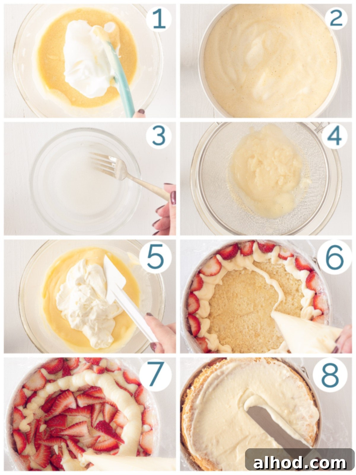 Heavenly Strawberry Cloud Cake 6 8 steps preparation Make strawberry Chiffon Cake yourself