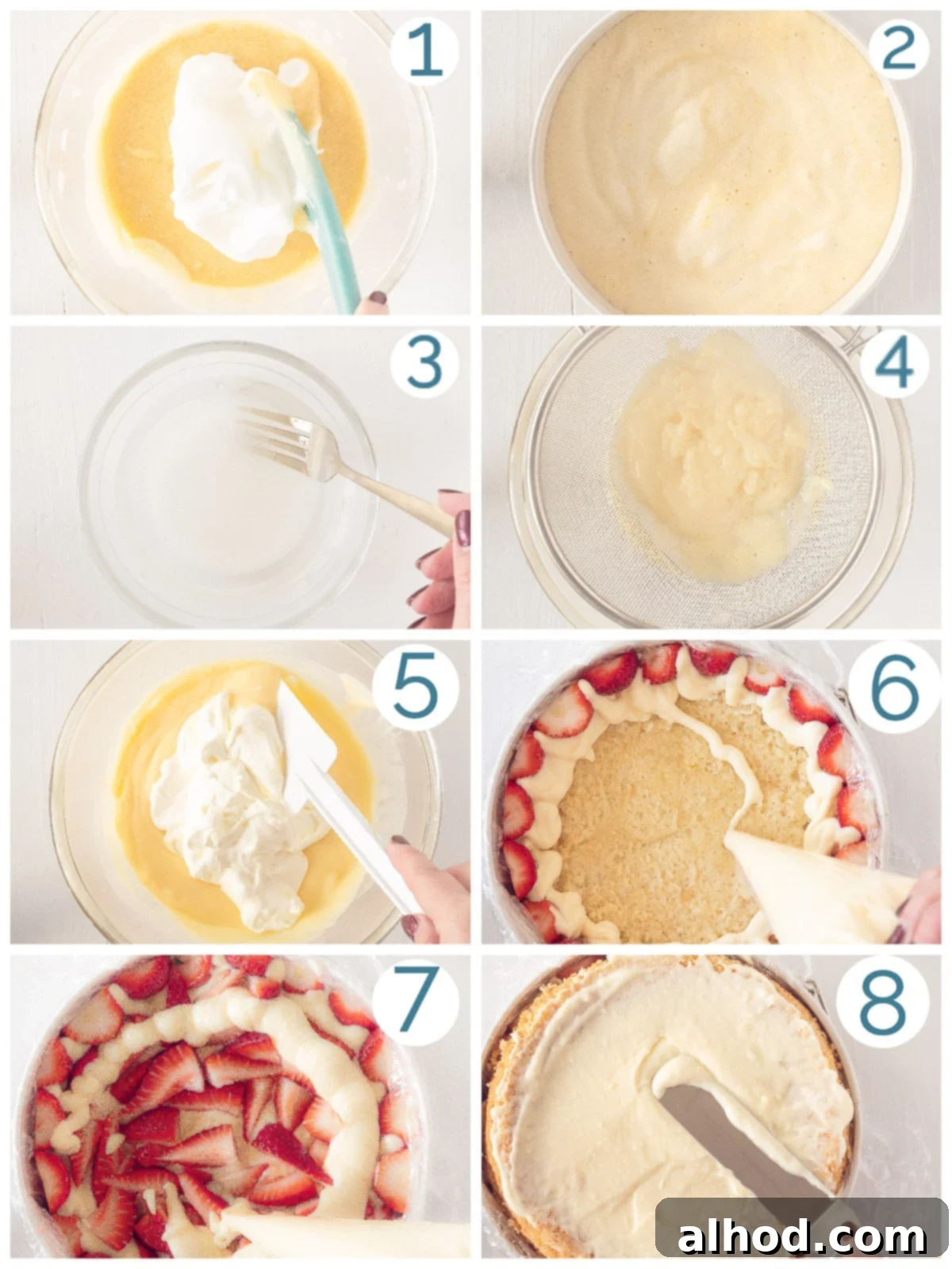 Cloud-Soft Strawberry Chiffon 6 8 steps preparation Make strawberry Chiffon Cake yourself